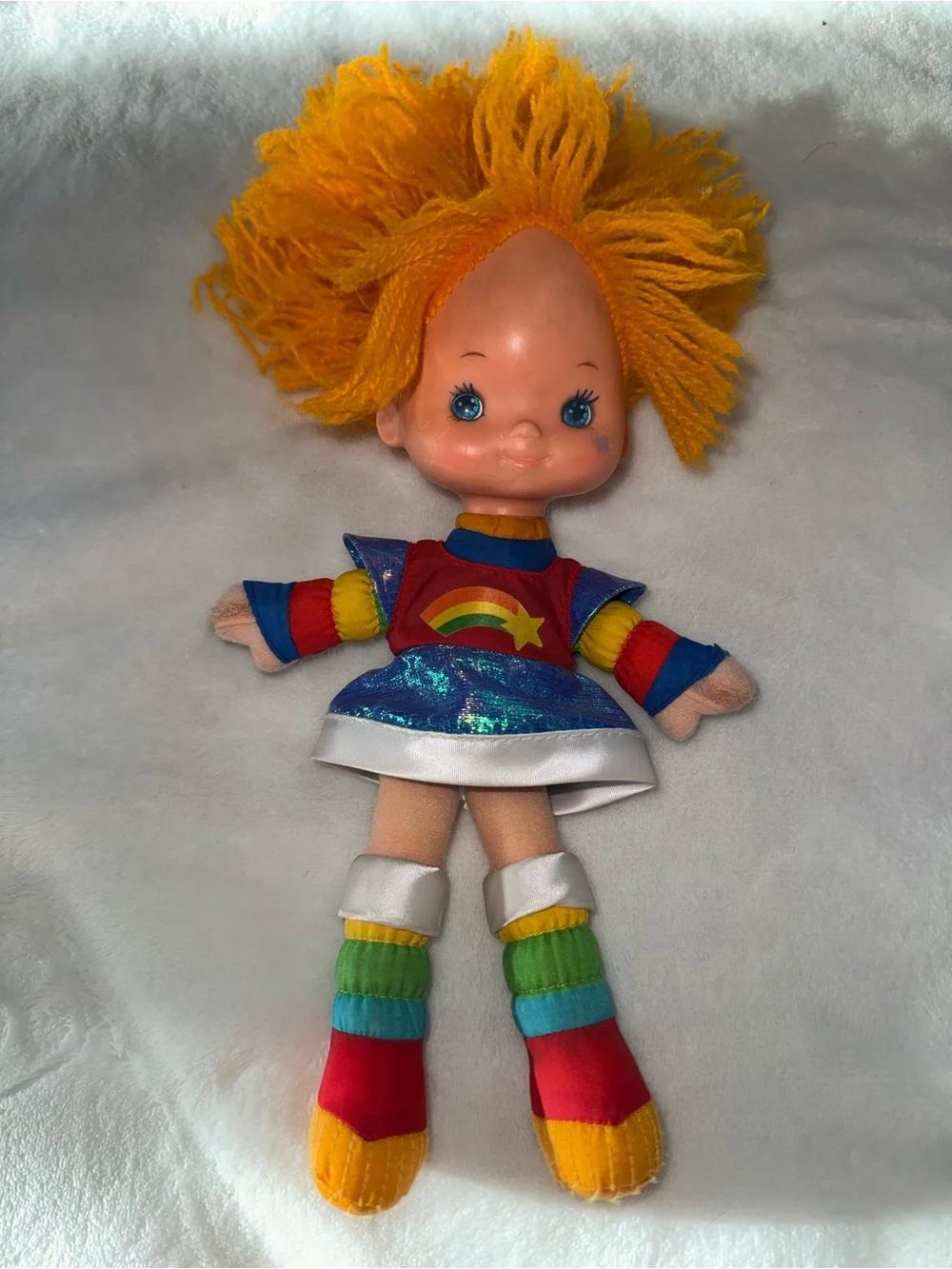 Rainbow Star Plush Doll vintage- Yellow Hair, Multicolor Outfit
